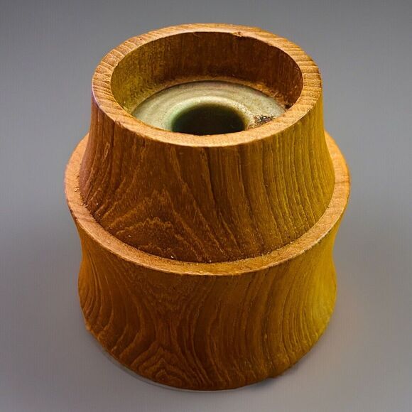 Dolphin Genuine Teakwood W Brass Candle Sconce Candle Holder MCM VTG - Picture 1 of 12